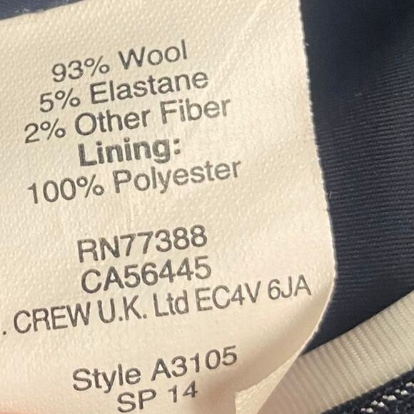 J Crew Wool Pinstripe Blazer Single Breasted Button Front Navy Petite Womens 8Pa - Picture 10 of 11